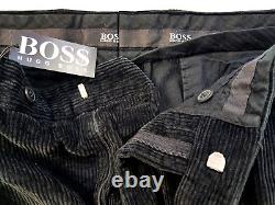BOSS HUGO BOSS Mens Black CORDUROY TROUSERS Cords Flat 36x30 W36 L30 £199