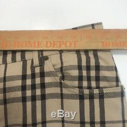 BURBERRY Check Plaid Pants Mens 34x33 Regular Flat Front Straight Tan Black