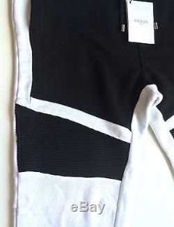 Balmain Black Two-Tone Contrast Panelled Biker Sweatpants sz. XL