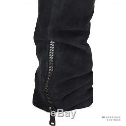 Balmain Fade Wash Black Lambskin Suede Skinny-Fitting Trousers Pants XS W28