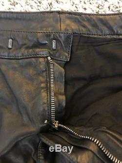 Balmain Paris Black Leather Biker Pants Jeans SIZE 50