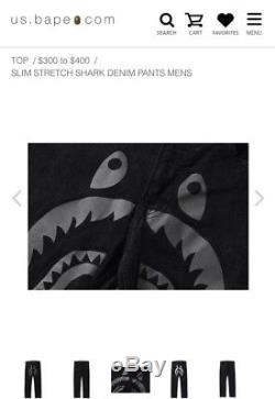 Bape Slim Stretch Shark Denim Pants Men A Bathing Ape Supreme New Medium Rare
