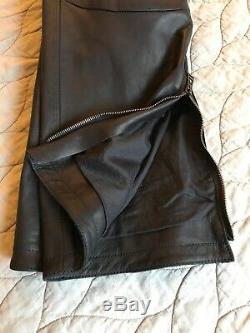 Belstaff Ipswitch Black Leather motorcycle pants 38 46 56 hip / knee armor $950