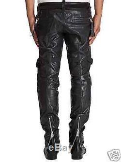 Bespoke 100% Genuine Handmade Leather Mens Pants Luxury Trouser Jeans Slant Zip