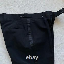 Black Formal Tuxedo Trousers Wool Blend Dress Pants 38x30 High Quality