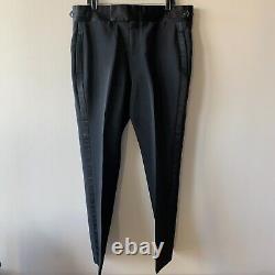 Black Formal Tuxedo Trousers Wool Blend Dress Pants 38x30 High Quality