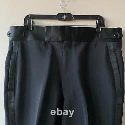 Black Formal Tuxedo Trousers Wool Blend Dress Pants 38x30 High Quality