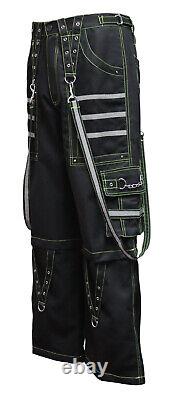 Black & Green Pocket Gothic Pant Alternative Punk Rock Handmade Trouser Short