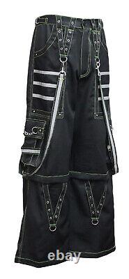 Black & Green Pocket Gothic Pant Alternative Punk Rock Handmade Trouser Short