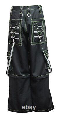 Black & Green Pocket Gothic Pant Alternative Punk Rock Handmade Trouser Short