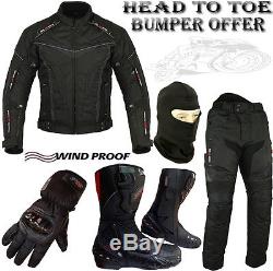 Black Hawk Mens Ce Armour Motorbike Motorcycle Jacket Trousers Boots Gloves Suit