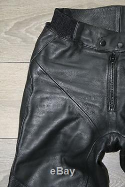 Black Leather POLO Racing Armour Sport Men's Jeans Pants Trousers Size W29 L30
