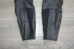 Black Leather POLO Racing Armour Sport Men's Jeans Pants Trousers Size W29 L30