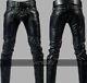 Black Leather Pants/trousers For Men Biker Leather Breeches Cuir Jeans