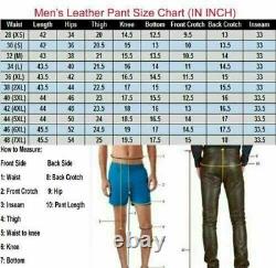 Black Leather Pants/Trousers For Men Biker Leather Jeans
