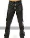 Black Leather Pants/trousers For Men With Front Laces