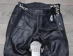 Black Leather VANUCCI Armour Sport Racing Men's Trousers Jeans Size W32 L31