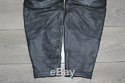 Black Thick 100% Leather LOUIS Armour Biker Trousers Jeans Size W 37 L 33