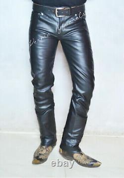 Black leather jeans pant 501 style classic boot 5 pocket style slimfit FS 30