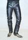 Black Leather Jeans Pant 501 Style Classic Boot 5 Pocket Style Slimfit Fs 30