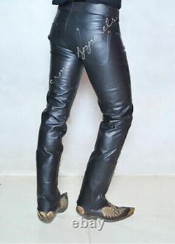 Black leather jeans pant 501 style classic boot 5 pocket style slimfit FS 30