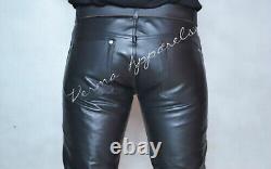 Black leather jeans pant 501 style classic boot 5 pocket style slimfit FS 30