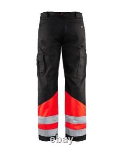 Blaklader black/red hi-vis men's water-repellent polycotton work trouser #1564