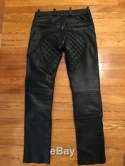 Bockle Men's Leather pants withquilting and all around zip 34W