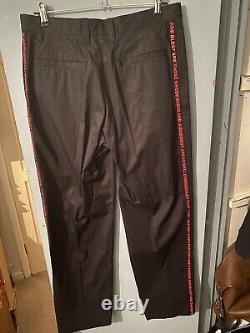 Burberry Black William Shakespeare Quote Red Tape Trousers Uk 32 EU 48 (BNWT)