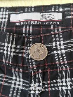 Burberry mens black nova check cotton flat tousers vintage 34X34 #234