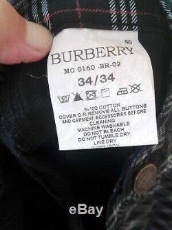 Burberry mens black nova check cotton flat tousers vintage 34X34 #234