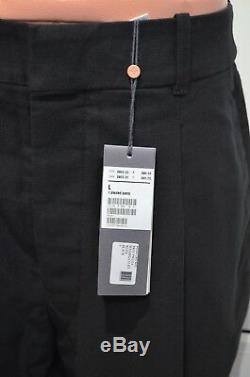 CHRISTOPHE LEMAIRE One-pleated Pants Black Washed Cotton Virgin Wool Trousers