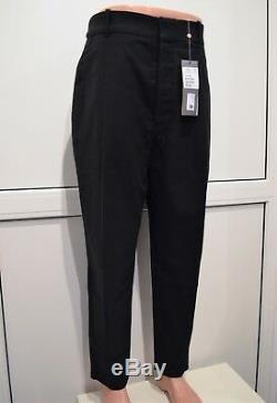 CHRISTOPHE LEMAIRE One-pleated Pants Black Washed Cotton Virgin Wool Trousers