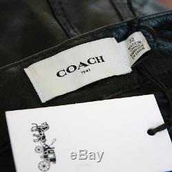COACH 1941 $995 mens black leather jeans slim lined runway cowhide pants 32 NEW