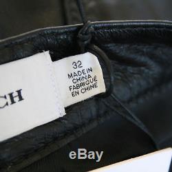 COACH 1941 $995 mens black leather jeans slim lined runway cowhide pants 32 NEW