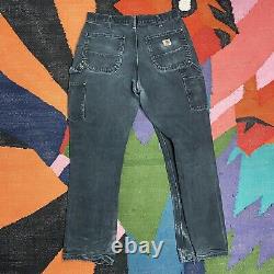 Carhartt Black Double Knee Cargo Carpenter Pants, Vintage Workwear, Mens W32 L32
