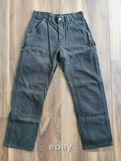 Carhartt W30 L30 Vintage Double Knee Distressed Work Trousers Pants Faded Black