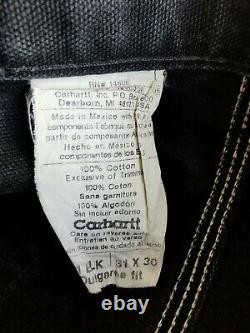 Carhartt W30 L30 Vintage Double Knee Distressed Work Trousers Pants Faded Black