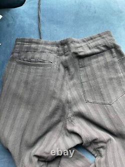 Chamula Men's Wide-Leg Striped Cotton Drawstring Trousers in Black Made in LA