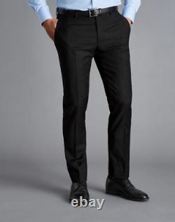 Charles Tyrwhitt Black Twill Business Slim Fit Trousers 34R TD120 AA 08