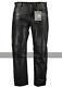 Classic Fitted (biker Motorcycle Or Casual) Mens Black Leather Pants Trousers