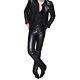 Classic Fitted Motorcycle Or Casual Men's Leather Trousers Pants Black