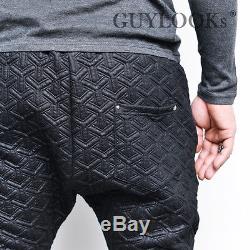 Coated Black Y Embossed Pattern Mens Drop Crotch Harem Jogger Sweatpants Guylook
