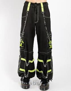 Coruscate Men's Biohazard Zip Goth Punk Black Lime Pants