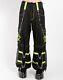 Coruscate Men's Biohazard Zip Goth Punk Black Lime Pants