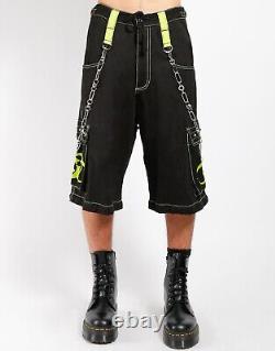 Coruscate Men's Biohazard Zip Goth Punk Black Lime Pants