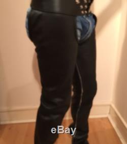 Custom-Made Black Leather Men's Chaps Trousers Size Medium