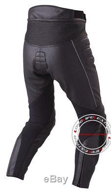 Custom Made Men's Perforated Leather Racing Motorcycle Pant CE Armor L-14BLK