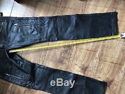 DIESEL Black 17.5Cm Multi Zip Leather Trousers Pants Biker Jeans W30 Gold Style