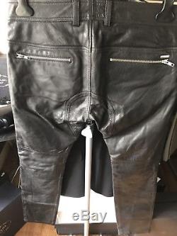 DIESEL Black 17.5Cm Multi Zip Leather Trousers Pants Biker Jeans W30 Gold Style